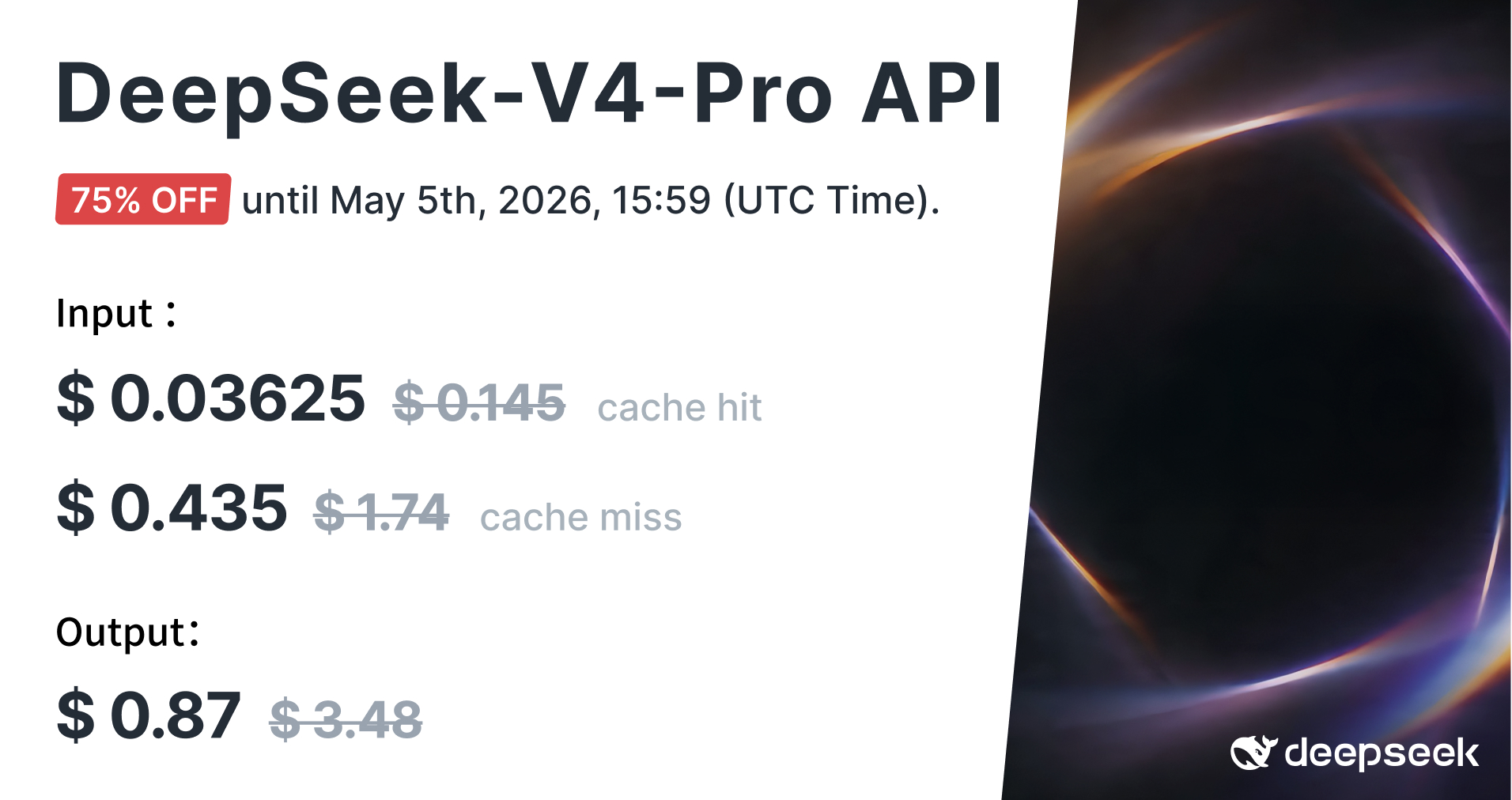 Promo giảm giá 75% cho DeepSeek V4 Pro API