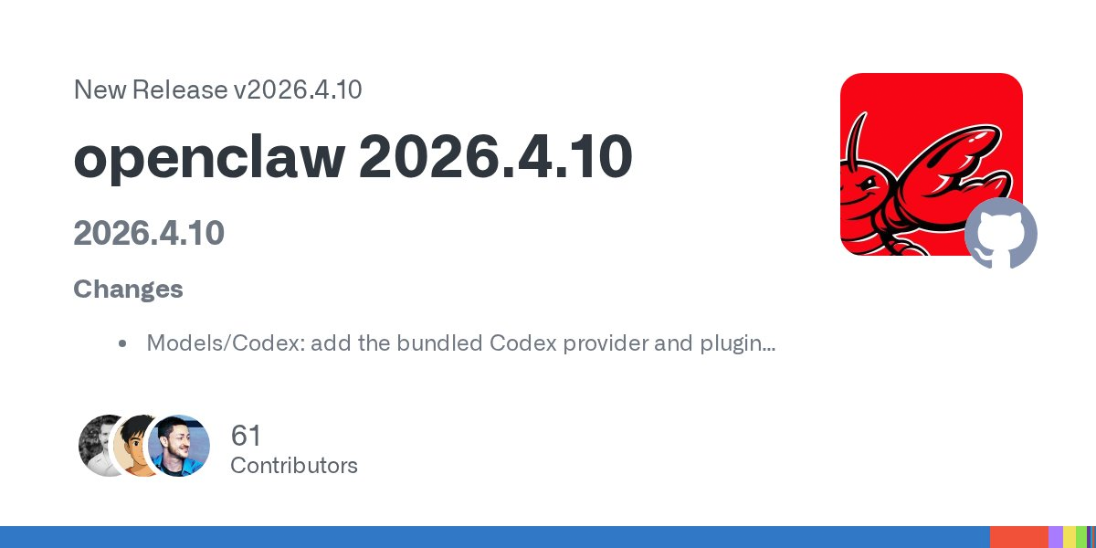 OpenClaw 2026.4.10 release thumbnail